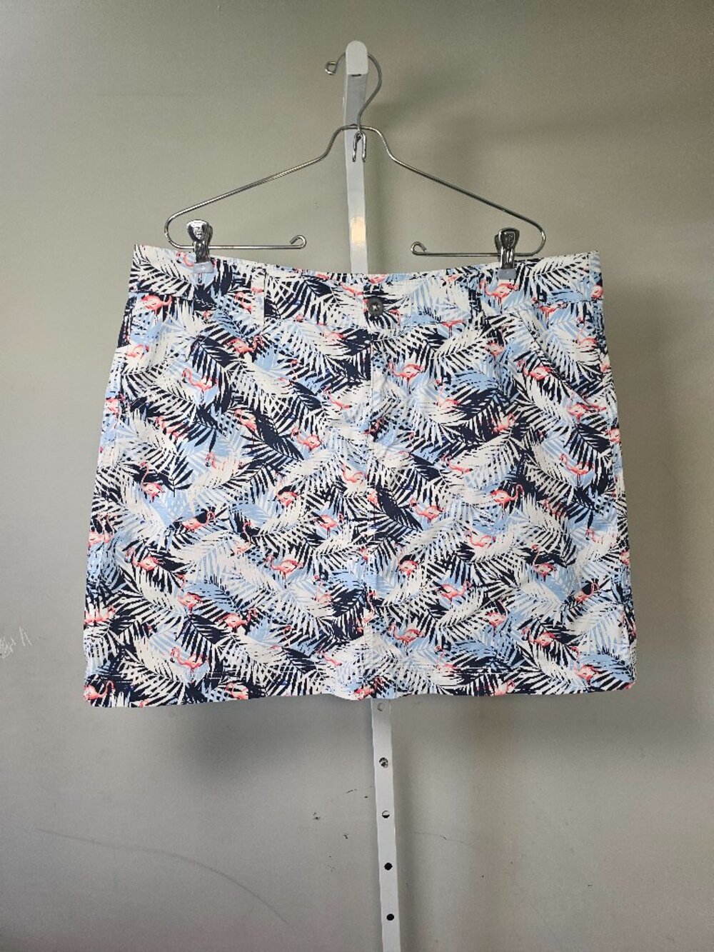 Christopher & Banks Skort Blue White Flamingo Tropical Beach Summer 16P